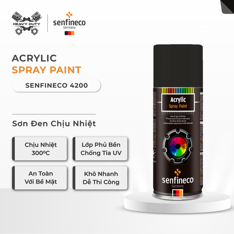 Senfineco 4200/4202 Sơn Chịu Nhiệt Màu Xám Và Đen - Acrylic Paint 300 Độ °C [450ML] [Khô Cực Nhanh]