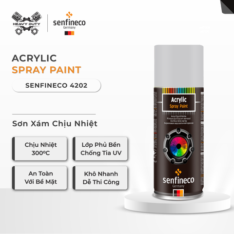 Senfineco 4200/4202 Sơn Chịu Nhiệt Màu Xám Và Đen - Acrylic Paint 300 Độ °C [450ML] [Khô Cực Nhanh]