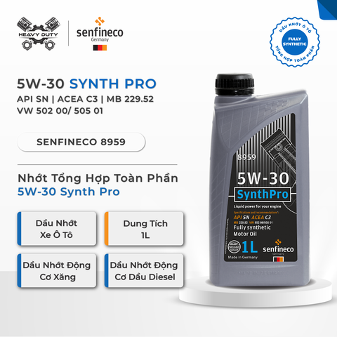 Senfineco 8959 Nhớt Tổng Hợp 5W30 Hoàn Toàn Cao Cấp - SynthPro 5W30 API SN ACEA C3 MB 229.52 [1L] [Made In Germany]