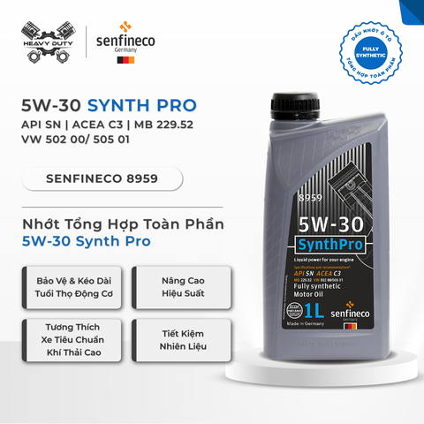 Senfineco 8959 Nhớt Tổng Hợp 5W30 Hoàn Toàn Cao Cấp - SynthPro 5W30 API SN ACEA C3 MB 229.52 [1L] [Made In Germany]