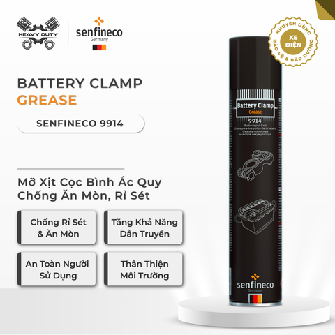Senfineco 9914 - Mỡ Xịt Cọc Bình Ắc Quy Chống Ăn Mòn, Rỉ Sét - Battery Clamp Grease 400ml