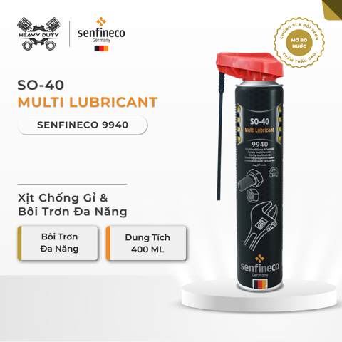 Senfineco 9940 SO40 Xịt Chống Gỉ và Bôi Trơn Đa Năng - Bảo Vệ Tối Ưu Cho Thiết Bị Của Bạn
