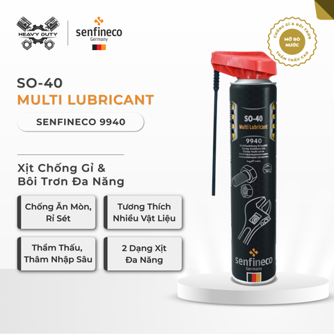 Senfineco 9940 SO40 Xịt Chống Gỉ và Bôi Trơn Đa Năng - Bảo Vệ Tối Ưu Cho Thiết Bị Của Bạn