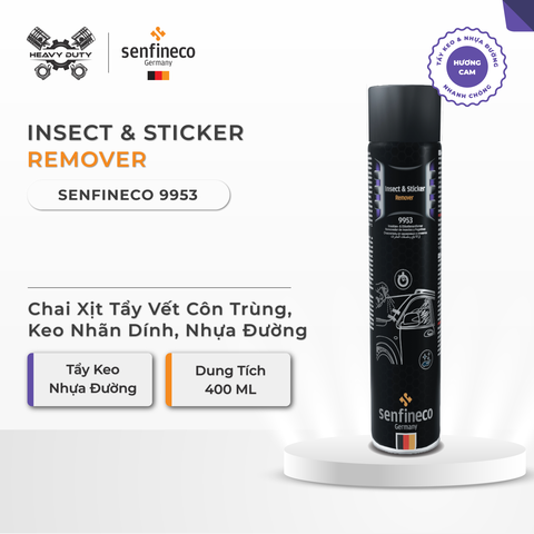 Senfineco 9953 Insect & Sticker Remover - Chai Xịt Tẩy Vết Côn Trùng, Keo Nhãn Dính Hiệu Quả 400ml, An Toàn Cho Sơn Xe, Hương Cam Dễ Chịu