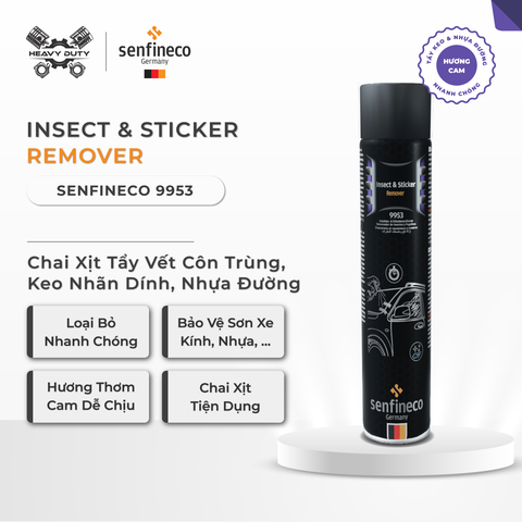 Senfineco 9953 Insect & Sticker Remover - Chai Xịt Tẩy Vết Côn Trùng, Keo Nhãn Dính Hiệu Quả 400ml, An Toàn Cho Sơn Xe, Hương Cam Dễ Chịu