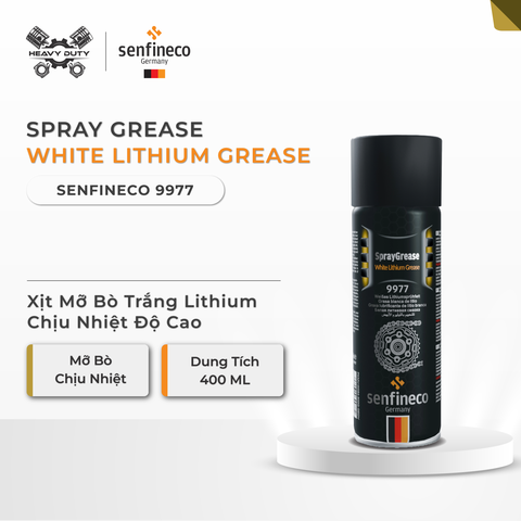 Senfineco 9977 - Xịt Mỡ Bò Trắng Lithium - Lithium Spray Grease White 400ml