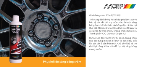 Kem Đánh Bóng Chrome, Inox, Thép Không Rỉ - Motip Chrome Polish [Holland] [500ML]