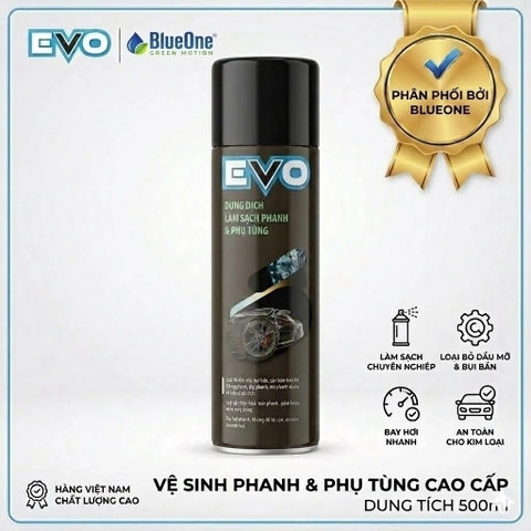Dung Dịch Vệ Sinh Phanh Thắng Và Phụ Tùng Xe EVO Brake & Parts Cleaner Làm Sạch Dầu Mỡ Bay Hơi Nhanh Chai 500ML