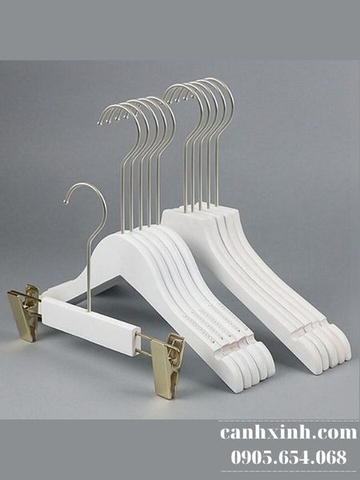 Móc áo gỗ trắng đầu móc dài 15cm