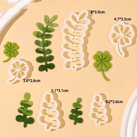 Set khuôn nhấn 5 chi tiết cây cỏ (lá thanh hương và cỏ may mắn).