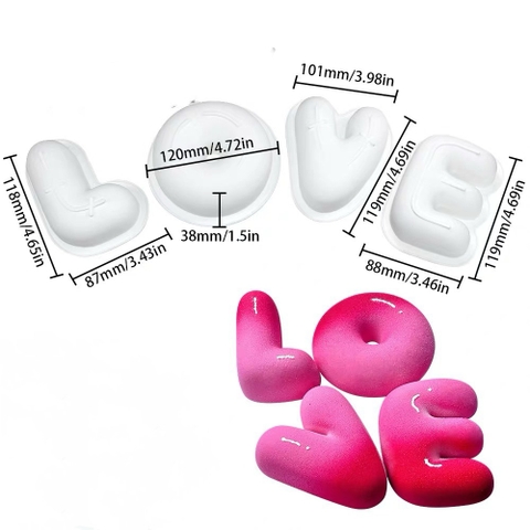 Khuôn silicon làm bánh mousse hình chữ LOVE.