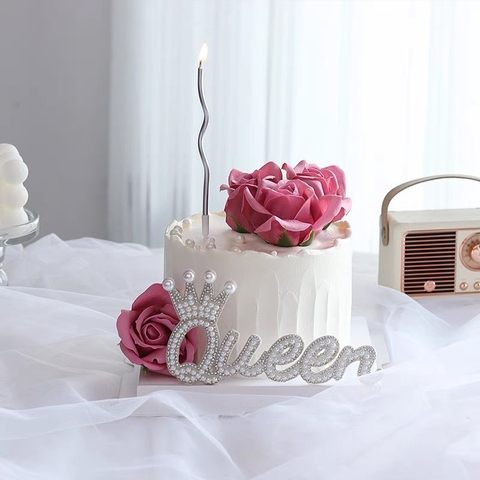 Set 5 Chữ QUEEN gắn hạt-TRẮNG.