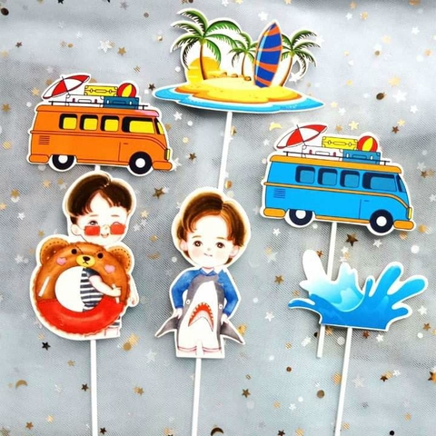Set cắm giấy bé trai đi biển.