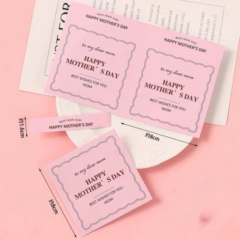 Set 50 bảng giấy vuông HAPPY MOTHER'S DAY kt 8cmx8cm-MÀU HỒNG.