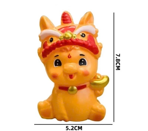 Tượng nhựa -bé NGỰA vàng đội mũ đầu lân.