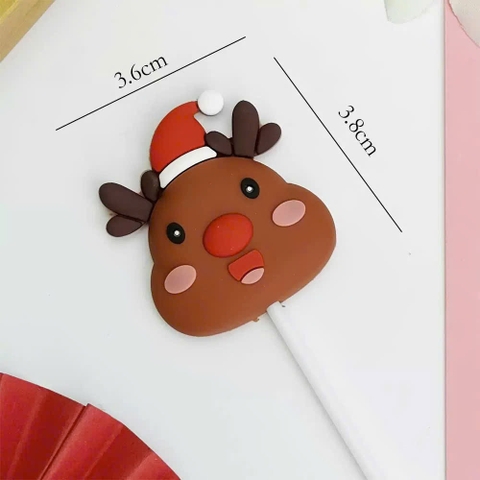 Tượng nhựa dẻo-đầu tuần lộc đội mũ đỏ (noel).