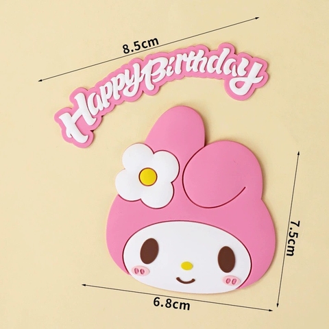 Tượng nhựa dẻo-Mèo Melody hồng và chữ HPBD.