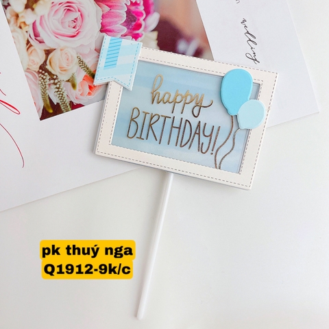 Biển hiệu chữ nhật HPBD chùm bóng-XANH.