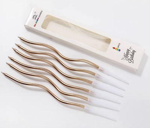 VỈ 6 cây nến xoắn dài mạ -VÀNG ĐỒNG.