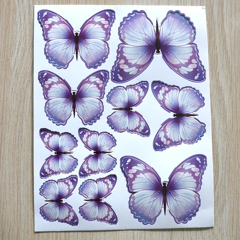 10 set bướm giấy mẫu mới (10 bướm/set)-màu TÍM HỒNG ĐẬM.