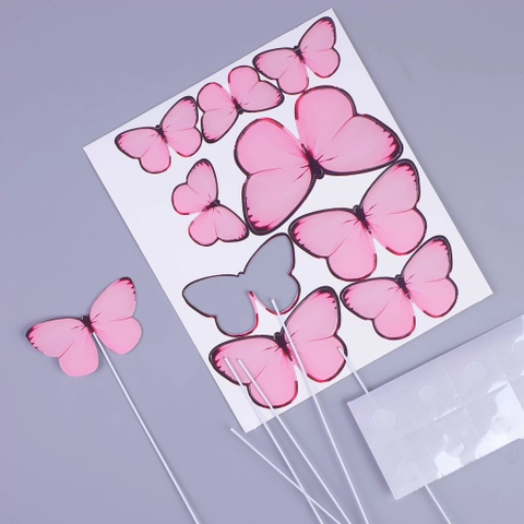 10 Set bướm giấy CÁNH TRÒN - HỒNG (9 bướm/set).