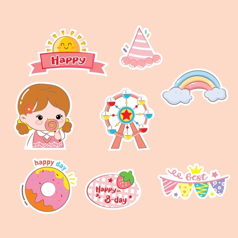 Combo 2 set giấy-bé GÁI happy và kẹo mút.