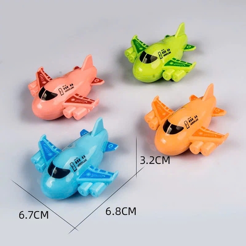 Bộ 4 máy bay nhựa (không có cánh quạt) xanh-cam-hồng (size TO).