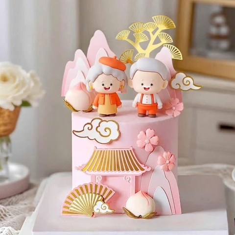 Tượng silicon loại dày - cụ ông áo trắng quần màu cam.