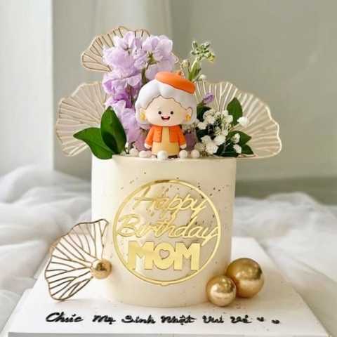 Tượng silicon loại dày - cụ BÀ áo màu cam, váy nâu.