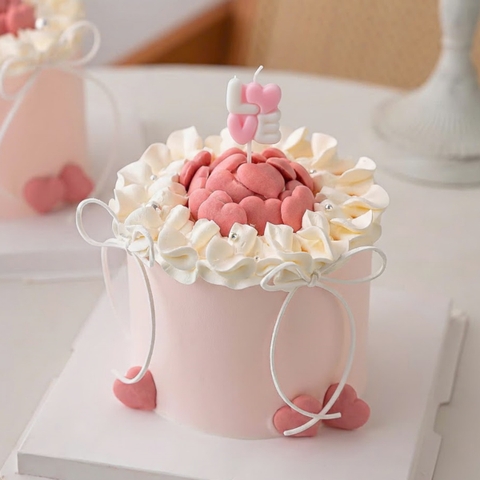 Vỉ 3 nến LOVE 2 tầng -MÀU TRẮNG MIX HỒNG.