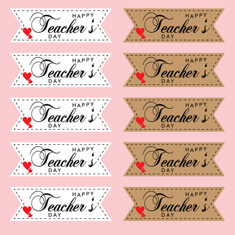 Set 60 thẻ giấy mix 2 màu nâu và trắng- Happy teacher's day (Q9010).