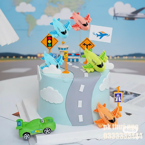 Bộ 4 máy bay nhựa (không có cánh quạt) xanh-cam-hồng (size TO).