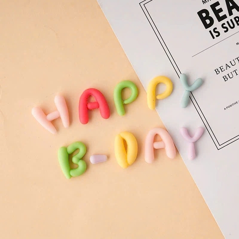 Chữ Happy day silicon SIZE NHỎ (cao 3cm) -sắc màu (MÀU SÁNG -mẫu mới).