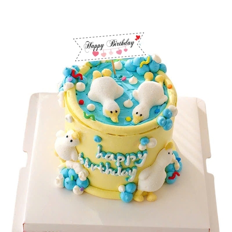Set 60 bảng giấy-chữ tiếng anh Happy birthday và trái tim đỏ.