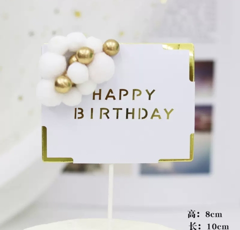 Bảng giấy HPBD vuông gắn bông-TRẮNG.