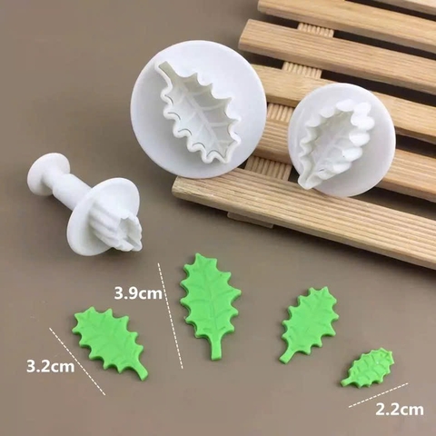 Set 3 khuôn nhấn -Lá  nhỏ dài (nhiều răng cưa).