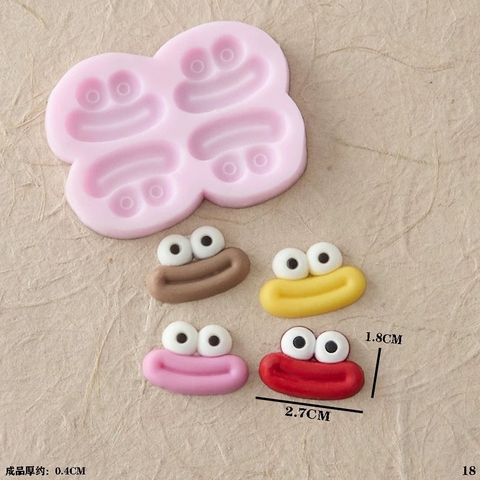Khuôn silicon - 4 chiếc môi (miệng) kute size nhỏ 1.8cmx2.7cm.