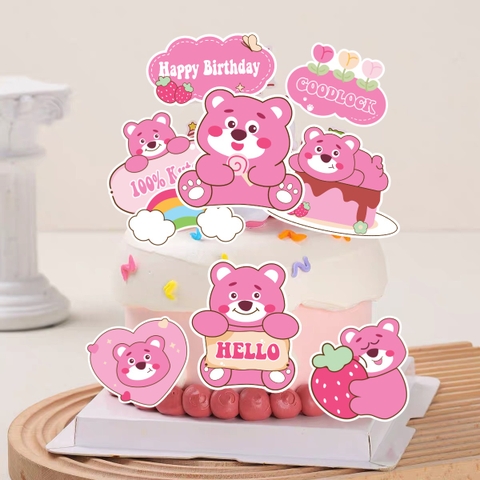 Combo 2 set giấy - gấu dâu (lotso) mẫu mới có chữ 100% kute.