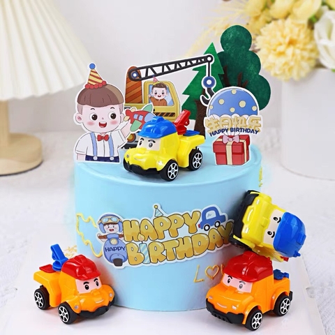 Combo 2 set giấy bé trai - khinh khí cầu và xe xúc.
