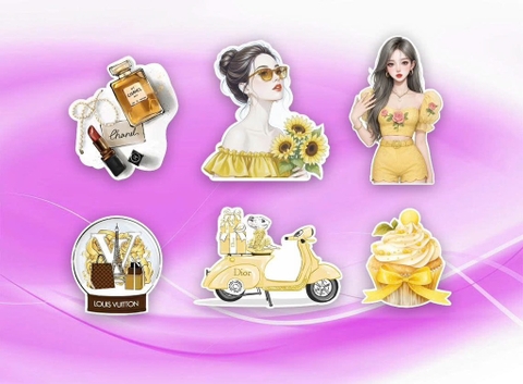 10 set giấy cô gái -ÁO VÀNG ôm hoa hướng dương CT.