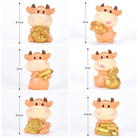 Set 5 Tượng trâu sứ mix mẫu