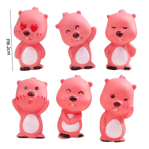 Bộ 6 tượng nhựa Loopy hồng.
