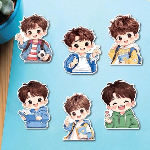 Set 30 thẻ giấy SX - bé trai kute tóc nâu mix mẫu.