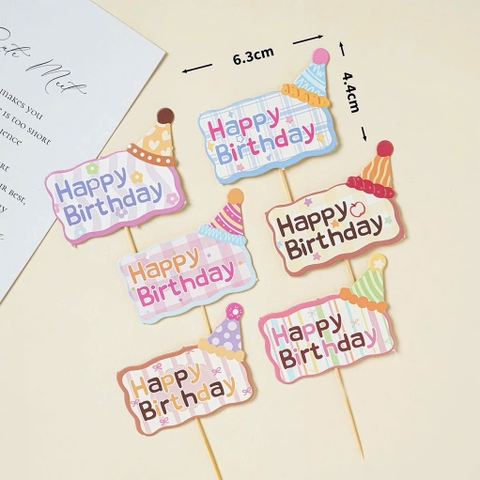 60 bảng giấy HPBD chữ nhật gắn mũ (mix màu).