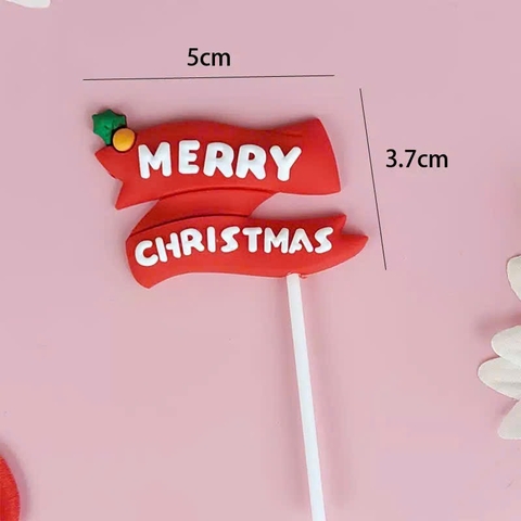 Bảng cắm nhựa dẻo màu ĐỎ và chữ X-Mas màu trắng.
