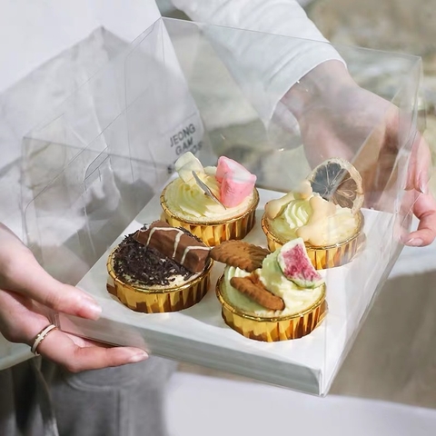 set 10 Hộp cupcake trong (4 lỗ) (18x18x10cm).