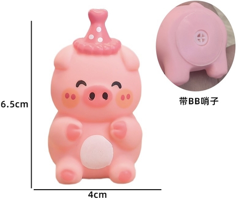 Tượng nhựa mềm size to -HEO HỒNG đội mũ