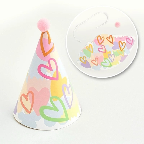 Set 10 mũ cán bóng giấy đẹp kt dk 13cmx cao 20cm - TRÁI TIM MIX MÀU M49.