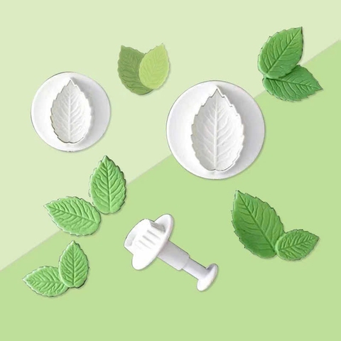 Set 3 khuôn nhấn -Lá tròn (ít răng cưa).