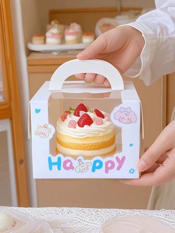 Set 50 hộp giấy cửa sổ- HAPPY sắc màu xanh hồng 16x16x15cm (KÈM ĐẾ).